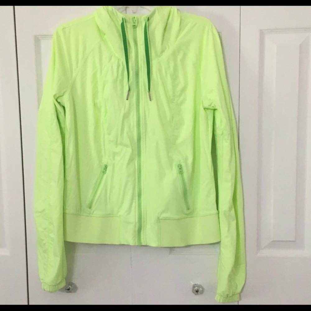 {LULULEMON Athletica} Neon Green Hooded Jacket 10